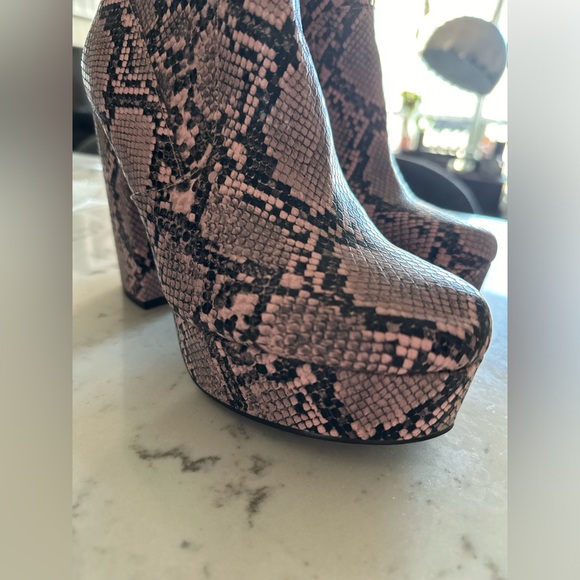 Pink Snakeskin Platform Heel Boots - Picture 2 of 8